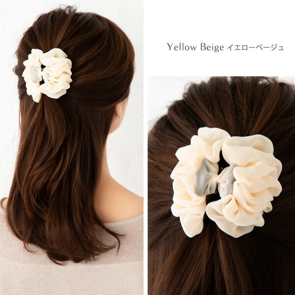 【最大30%OFFクーポン有】 ドレープシフォンフリル　ミニバンスクリップ ヘアアク...