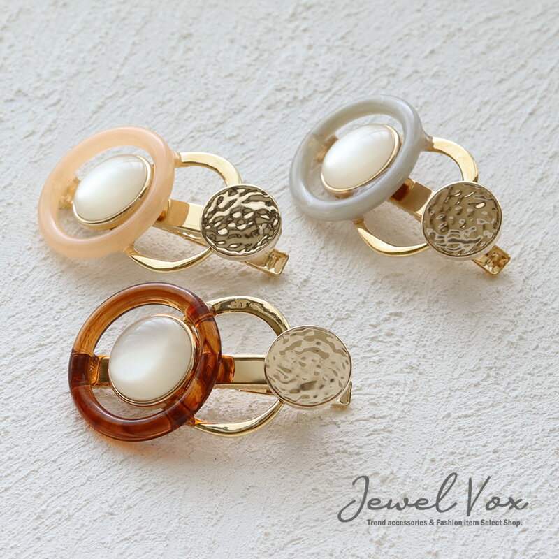 楽天JewelVOX　ジュエルボックス【バーゲン】 【メール便送料無料】 ヘアクリップ ヘアアクセ レディース サークル デザイン 前髪クリップ 小さめ ゴールド デイリー シンプル ヘアアレンジ 結婚式 パーティー トレンド 人気 おしゃれ 可愛い 女性 30代 40代 50代 ブランド