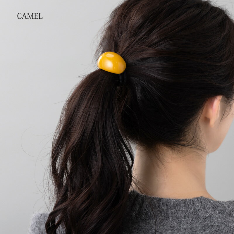 ヘアゴム ヘアアクセ ヘアポニー くすみカラー 半円 オーバル かわいい こなれ お...