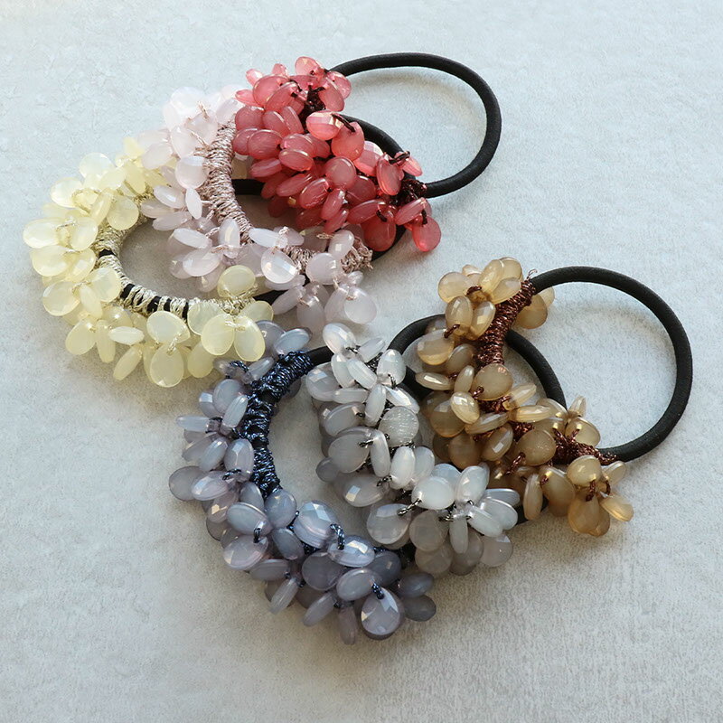 【5/16～5/18はP10倍】 ヘアゴム ヘアアクセサリー 大人っぽい ドロップ ビーズ じ...