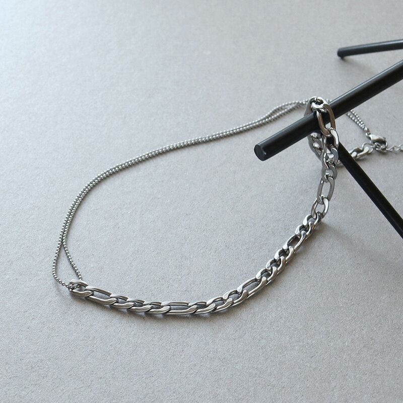 【5/16 09:59まで！超目玉】 【メール便送料無料】 ネックレス ステンレス ショートネックレス レディース 喜平チェーン ボールチェーン アシンメトリー 金属アレルギー サージカルステンレス SUS304 ゴールド シルバー 女性 プレゼント フィガロチェーン ごつめ