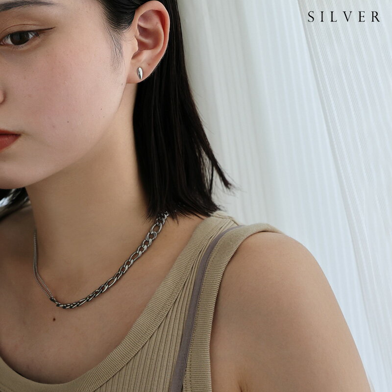 【5/16 09:59まで！超目玉】 【メール便送料無料】 ネックレス ステンレス ショートネックレス レディース 喜平チェーン ボールチェーン アシンメトリー 金属アレルギー サージカルステンレス SUS304 ゴールド シルバー 女性 プレゼント フィガロチェーン ごつめ