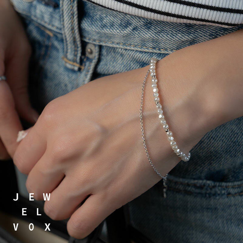 楽天JewelVOX　ジュエルボックス【メール便送料無料】 ブレスレット ニッケルフリー 金属アレルギー レディース 淡水パール風 パール 2連 重ね付け ゴールド シルバー ニュアンス 可愛い 華奢 デイリー シンプル オシャレ 普段使い カジュアル ギフト プレゼント 女性