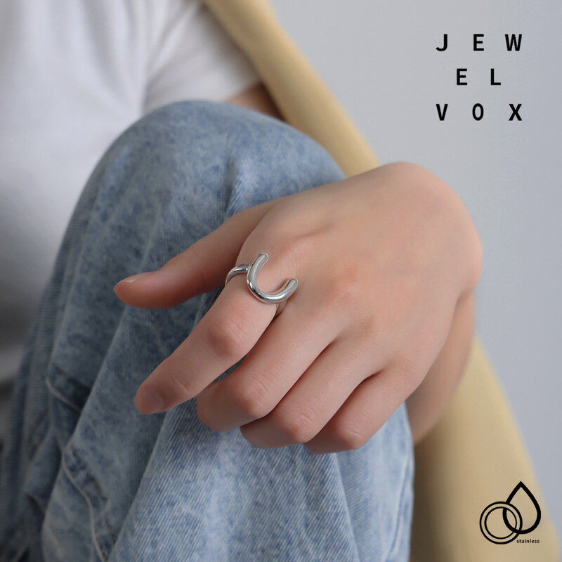 楽天JewelVOX　ジュエルボックス【バーゲン】 【メール便送料無料】指輪 リング レディース ステンレス製 金属アレルギー ニュアンス モチーフ シルバー ゴールド 11号 14号 16号 大ぶり 大人かわいい オフィス オケージョン シンプル オシャレ