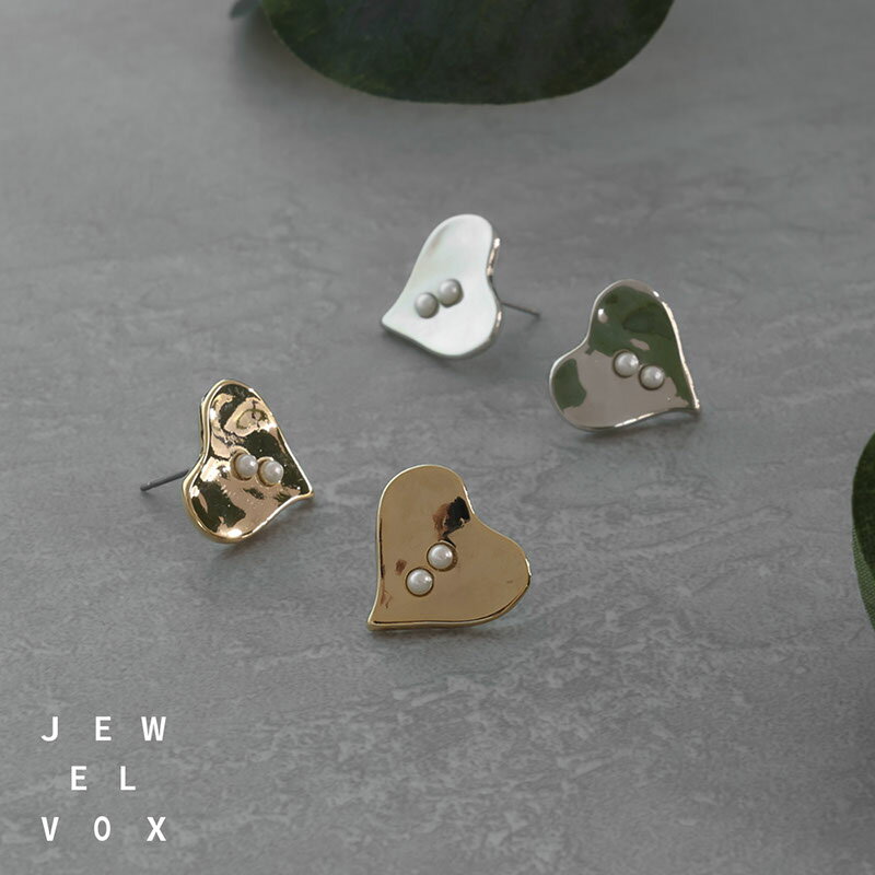 【200名様限定50%OFFクーポン配布中】 【メール便送料無料】 ピアス ニッケルフリー チタンポスト レディース 金属アレルギー Pパール パール ハート モチーフ ゴールド シルバー ニュアンス いびつ カジュアル シンプル デイリー 普段使い オケージョンのサムネイル