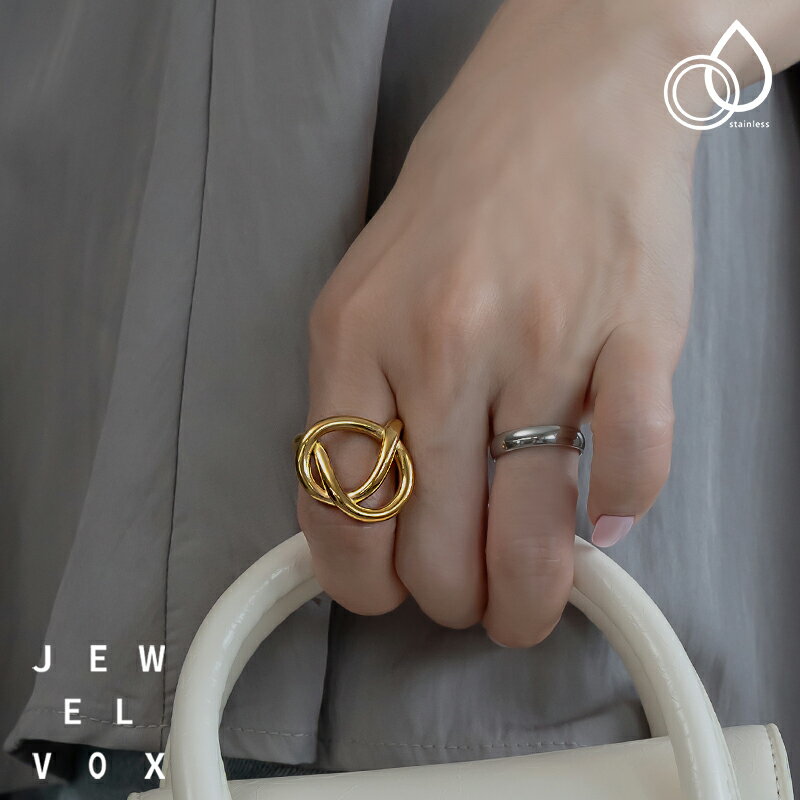 【メール便送料無料】 指輪 リング レディース ステンレス製 金属アレルギー ノット モチーフ ゴールド 大ぶり ニュアンス 11号 14号 16号 普段使い オケージョン デイリー カジュアル シンプル オシャレ 女性 ギフト プレゼントのサムネイル