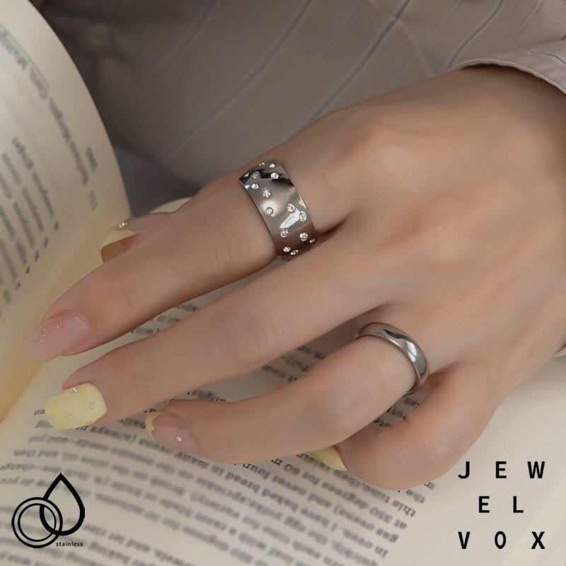 【11/1～11/3は20%OFFクーポン+P10倍】 【メール便送料無料】 リング 指輪 ステンレス製 レディース 金属アレルギー ストーン ゴールド シルバー 14号 18号 大ぶり 幅広 普段使い デイリー カジュアル シンプル 結婚式 オケージョン 仕事 オフィス 女性 大人女子 ギフトのサムネイル