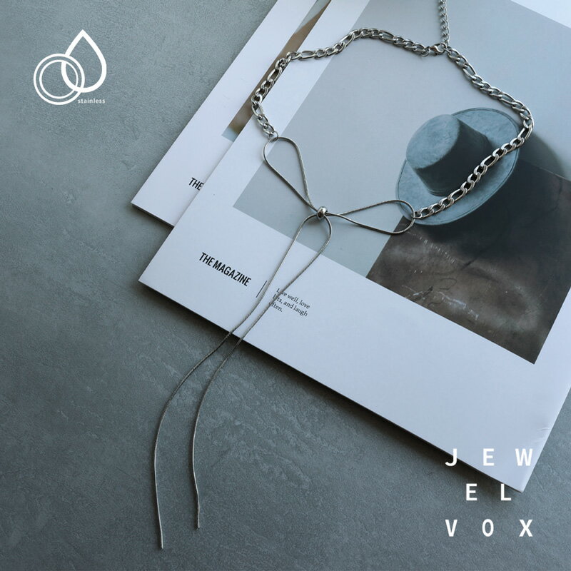 【メール便送料無料】 ネックレス ショートネックレス レディース ステンレス製 金属アレルギー りぼん リボン スネーク チェーン サージカルステンレス シンプル シルバー スライドボール 普段使い デイリー カジュアル 結婚式 女性のサムネイル