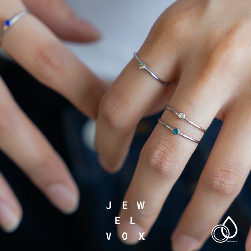 【最大30%OFFクーポン有!】 【メール便送料無料】 1000円ポッキリ リング 指輪 レディース ステンレス製 金属アレルギー ストーン 誕生石 誕生日 華奢 小ぶり ニュアンス シンプル デザイン ゴールド シルバー 14号 16号 19号 結婚式 オケージョンのサムネイル