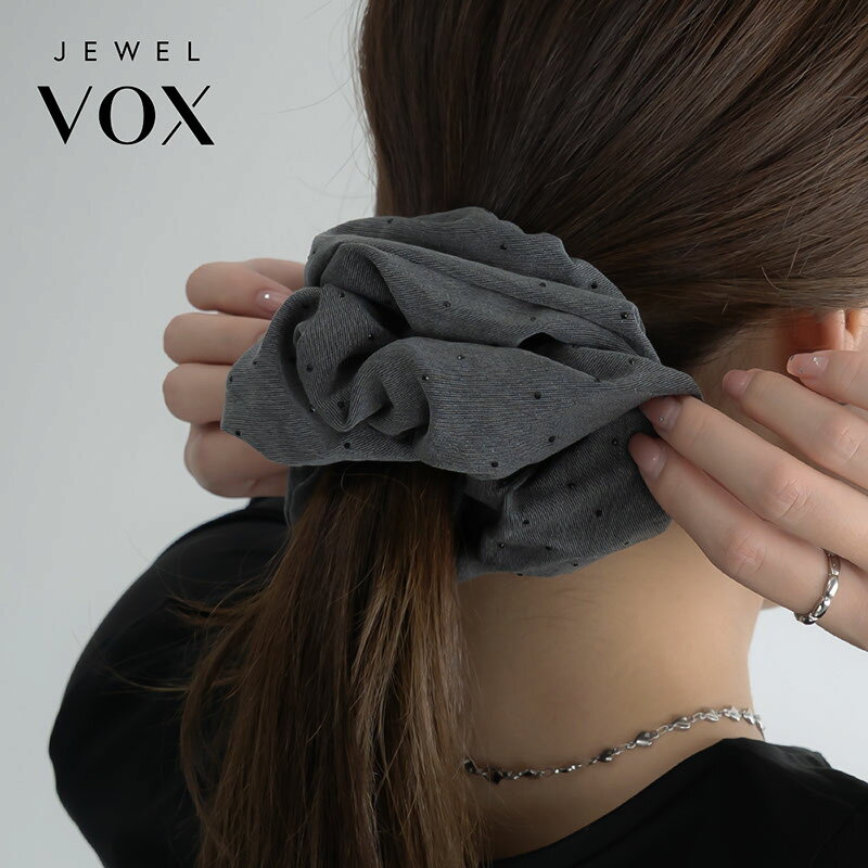 【12/1は20%OFFクーポン+P10倍】 【メール便送料無料】 シュシュ ヘアゴム ヘアアクセサリー レディース ストーン ドット 水玉 ブラック ブラウン グレー まとめ髪 ヘアアレンジ 普段使い デイリー カジュアル ファッション雑貨のサムネイル