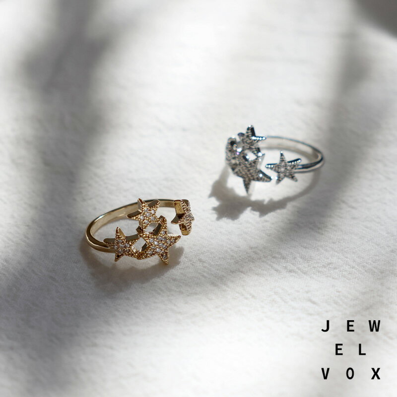 【最大30%OFFクーポン有】 【メール便送料無料】 リング 指輪 レディース 金属アレルギー対応 ニッケルフリー キュービックジルコニア ゴールド シルバー 13号 フリーサイズ 星 スター 普段使い シンプル 結婚式 オケージョン