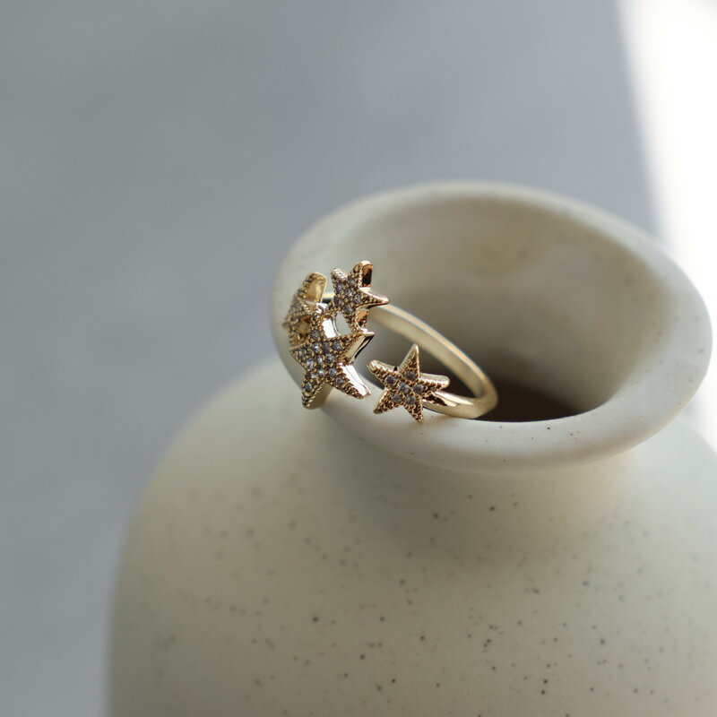 【最大30%OFFクーポン有】 【メール便送料無料】 リング 指輪 レディース 金属アレルギー対応 ニッケルフリー キュービックジルコニア ゴールド シルバー 13号 フリーサイズ 星 スター 普段使い シンプル 結婚式 オケージョン