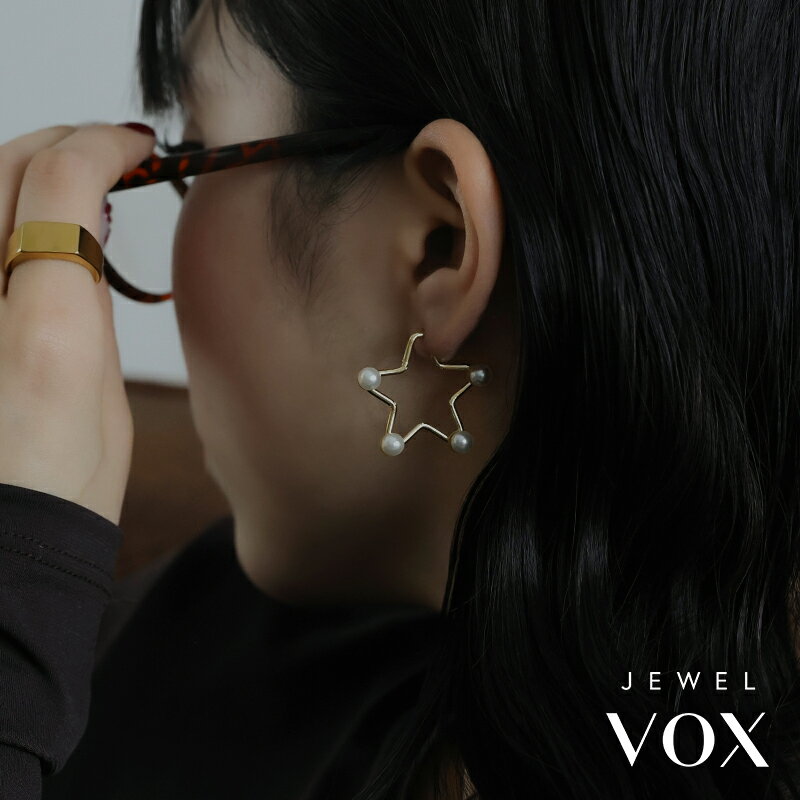 ピアス ニッケルフリー 金属アレルギー レディース パール フープ 星 スター モチ...