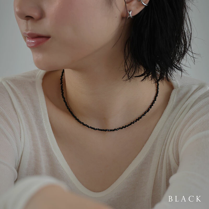 【2時間限定!50%OFFクーポン配布中】 ネックレス レディース ショートネックレス ニッケルフリー 金属アレルギー ビーズ 黒 大人 かわいい 重ね付け 可愛い シンプル オシャレ 普段使い カジュアル ギフト メール便送料無料 3