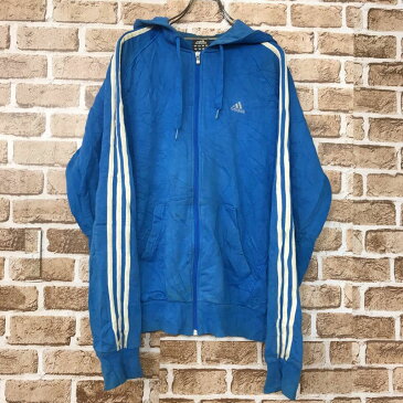 adidas フルジップスウェットパーカー Lサイズ アディダス 青 ブルー 古着卸 アメリカ仕入 t2010-3789