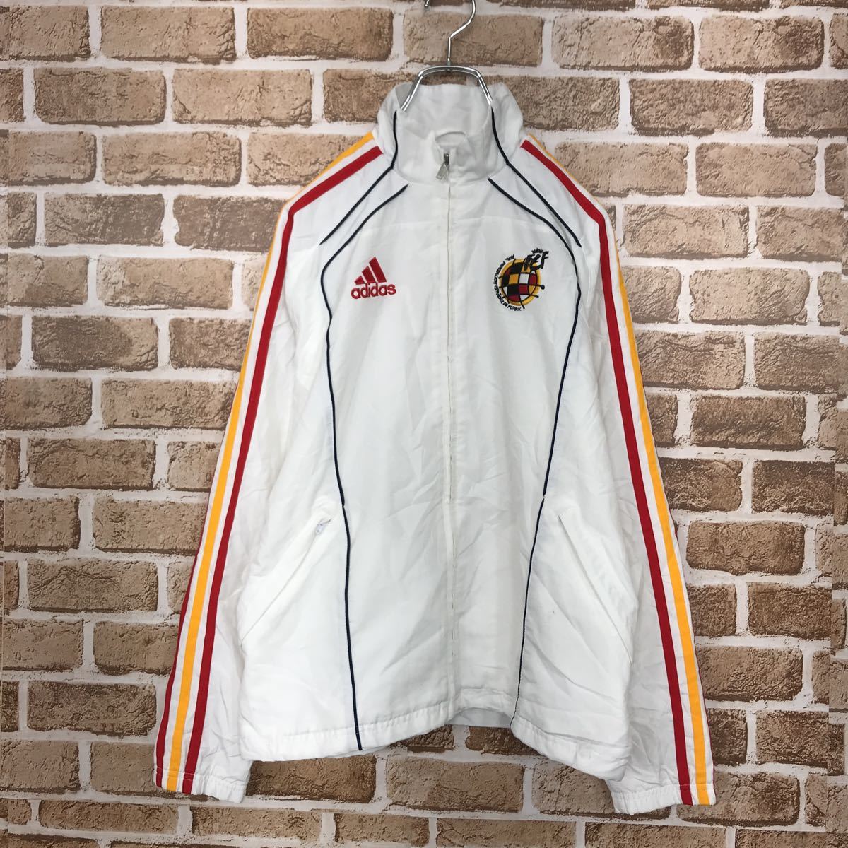 adidas トラックジャケット 子供Lサイズ サイズ表記160 アディダス ナイロンジャケット ホワイト 白 古着卸 アメリカ仕入 t2010-3901