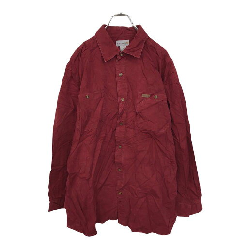 【中古】【古着】 carhartt コットン長袖シャツ サイズ表記XL カーハート ワークシャツ ワインレッド 古着卸 アメリカ仕入 t2101-3919 【中古】【古着】 carhartt コットン長袖シャツ サイズ表記XL カーハート ワークシャツ ワインレッド 古着卸 アメリカ仕入 t2101-3919