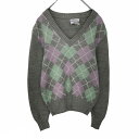 【中古】【古着】 AVON FASHIONS Vネックセーター サイズ表記S アーガイル柄 グレー ウール 古着卸 アメリカ仕入 t2106-3076