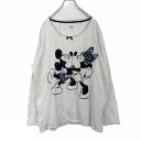 【中古】【古着】 Disney プリントロングTシャツ XLサイズ ビッグサイズ ディズニー キャラ 白 ホワイト 古着卸アメリカ仕入 t2107-3243