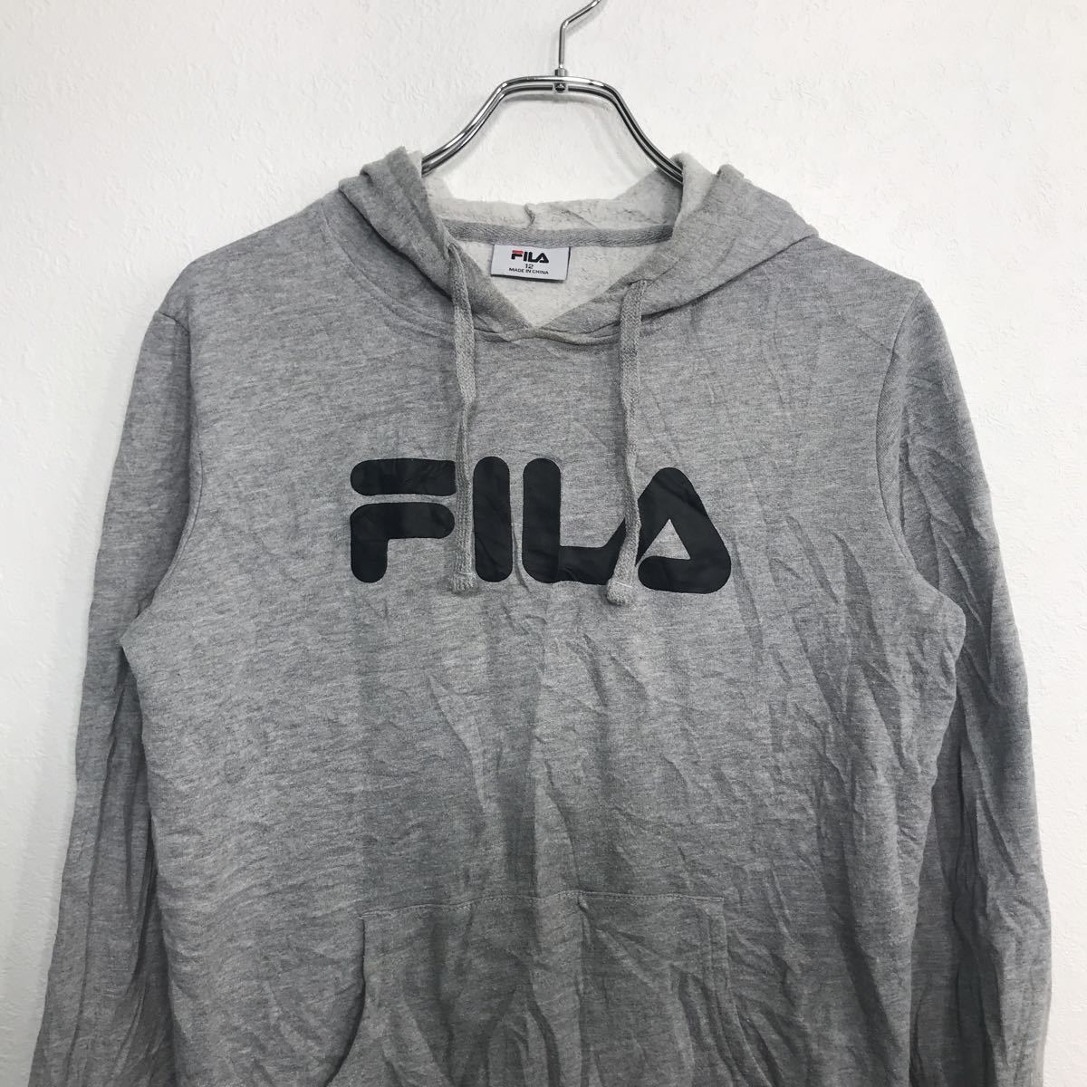 FILA スウェットパーカー Mサイズくらい フィラ キッズ グレー 古着卸アメリカ仕入 t2107-3948