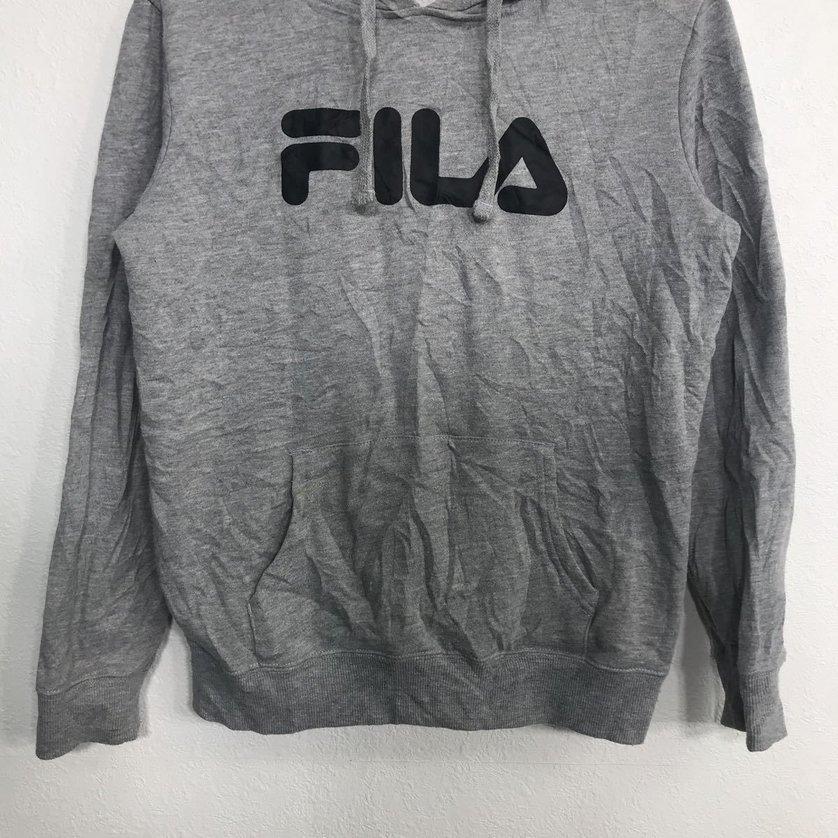 FILA スウェットパーカー Mサイズくらい フィラ キッズ グレー 古着卸アメリカ仕入 t2107-3948