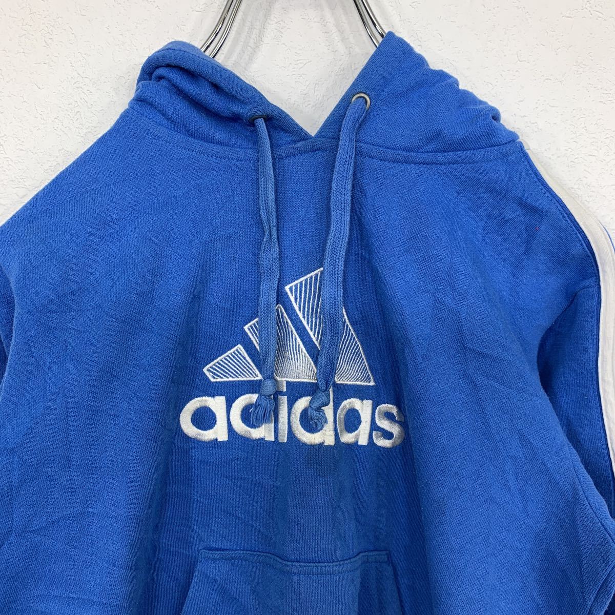 adidas フードスウェット キッズS 青 アディダス スポーツ トレーナー ワンポイント 古着卸 アメリカ仕入 t2109-3804