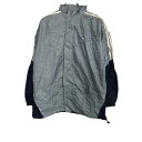 【中古】【古着】 adidas ナイロンジャケット L グレー 紺 アディダス フード付 スポーツ 古着卸 アメリカ仕入 t2109-4054