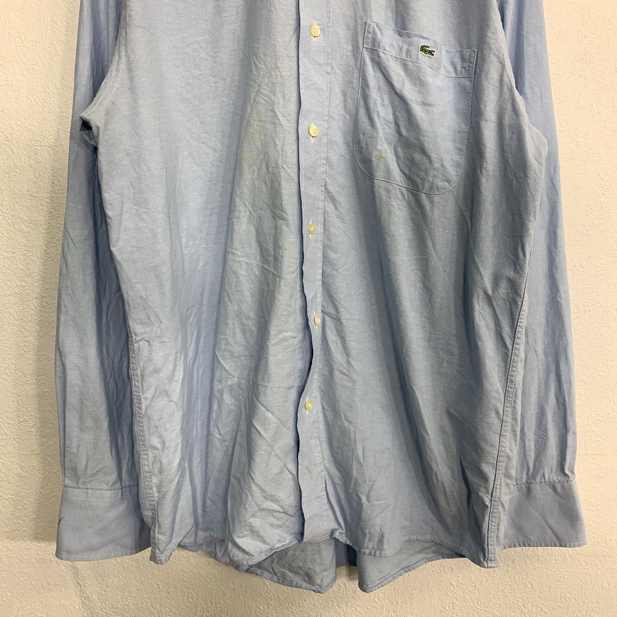LACOSTEは長袖 ボタンダウンシャツ Lサイズ ラコステ ライトブルー 古着卸 アメリカ仕入 t2110-3151