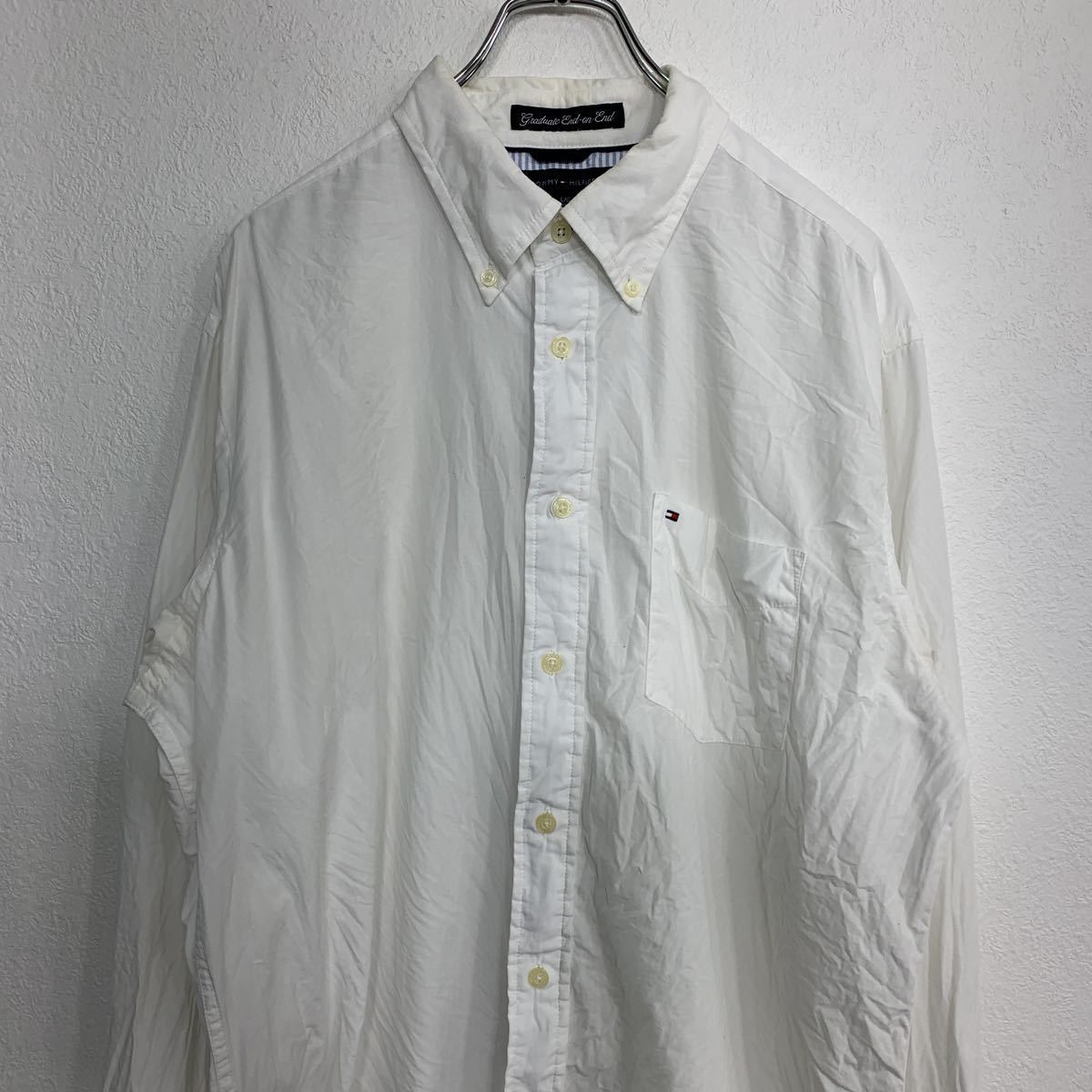 TOMMY HILFIGER ボタンダウンシャツ Lサイズ トミーヒルフィガー ホワイト 古着卸 アメリカ仕入 t2110-3182