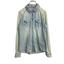 【中古】【古着】 CacheCache 長袖シャツ S〜Mサイズくらい レディース スナップボタン ライトブルー 古着卸 アメリカ仕入 t2110-3879