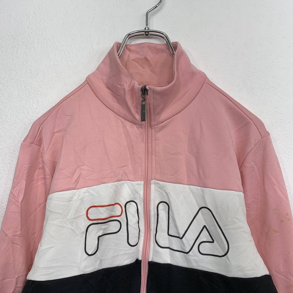 FILA ジャージ ジャケット Xレディース XS ピンク ブラック ホワイト フィラ スポーツ 古着卸 アメリカ仕入 t2110-3920