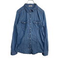 【中古】【古着】 CAMAEU シャンブレーシャツ Mサイズくらい レディース スナップボタン ネイビーブルー 古着卸 アメリカ仕入 t2110-3921