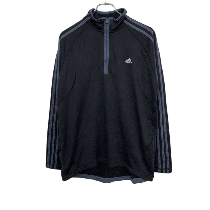 adidas ジャージ L ブラック アディダス ハーフジップ ロゴ ワンポイント スポーツ フリース 古着卸アメリカ仕入 t2110-4711