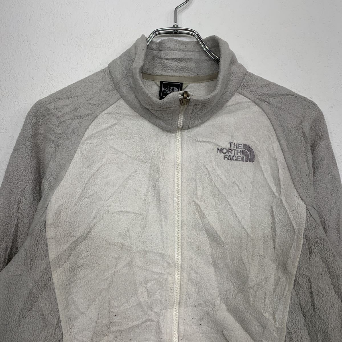 THE NORTH FACE フリースジャケット レディース M ホワイト グレー ノースフェイス アウトドア 古着卸 アメリカ仕入 t2110-4901