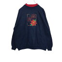 【中古】【古着】 M&C プリントスウェット レディース L ネイビー エムアンドシー トレーナー 花柄 刺繍 ワンポイント 古着卸 アメリカ仕入 t2111-...