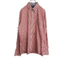 【中古】【古着】 TOMMY HILFIGER 長袖 ストライプシャツ Lサイズ トミーヒルフィガー レッド 古着卸 アメリカ仕入 t2111-3614