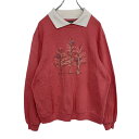【中古】【古着】 southern lady レイヤードネック スウェット トレーナー レディース L くすみピンク 刺繍 古着卸 アメリカ仕入 t2111-3...