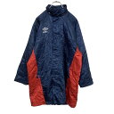 【中古】【古着】 UNBRO ナイロンジャケット キッズ 160 ネイビー レッド アンブロ スポーツ 裏ボア ロング丈 古着卸 アメリカ仕入 t2111-38...