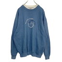 【中古】【古着】 ダブルネック スウェット トレーナー レディース XL くすみブルー 刺繍 ストーン 古着卸 アメリカ仕入 t2111-3868