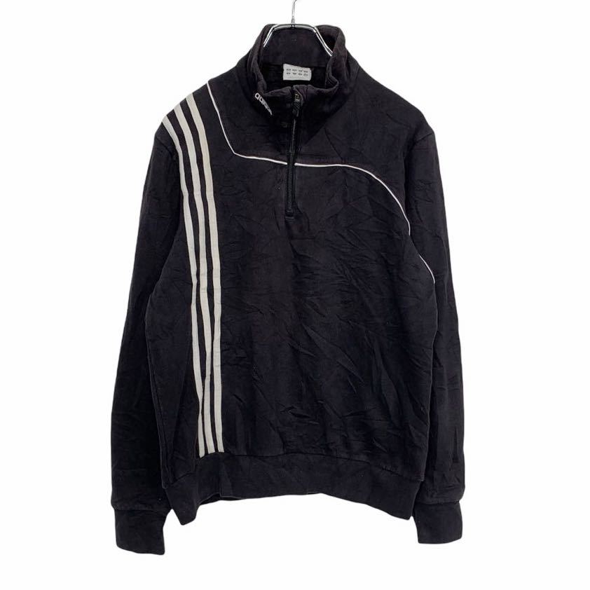 adidas ハーフジップ プルオーバー M ブラック アディダス スポーツ 古着卸 アメリカ仕入 t2112-3330