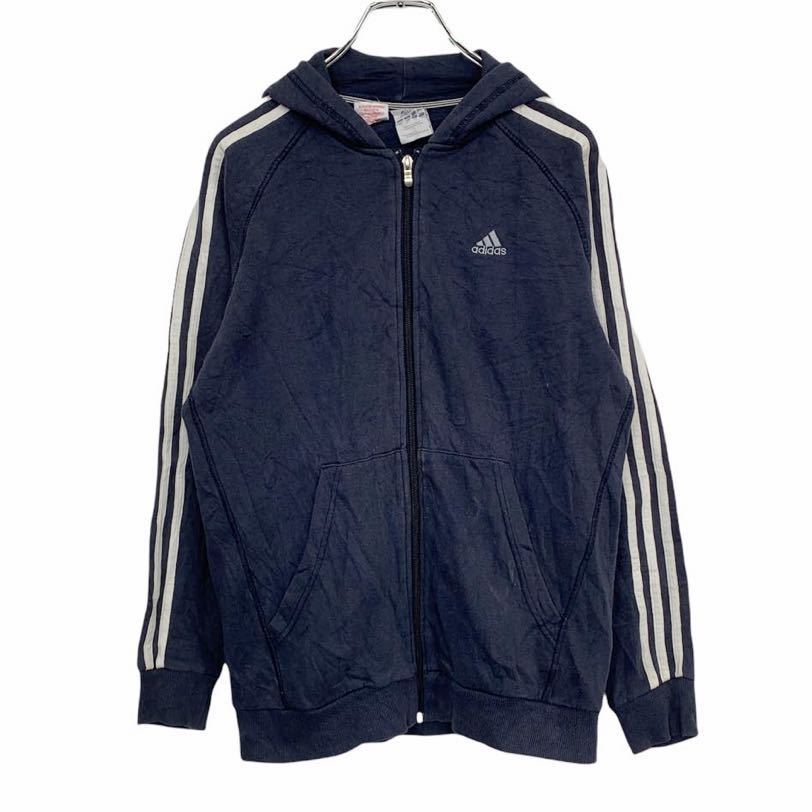 【中古】【古着】 adidas ジップアップ パーカー キッズ 170 ネイビー アディダス スポーツ 古着卸 アメリカ仕入 t2112-3386