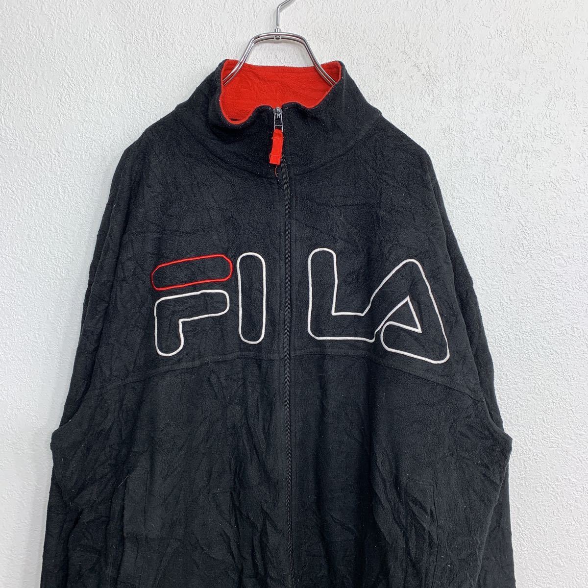 FILA ジップアップ フリースジャケット Mサイズ フィラ ブラック 古着卸 アメリカ仕入 t2112-3587