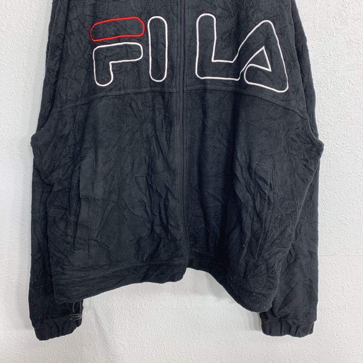 FILA ジップアップ フリースジャケット Mサイズ フィラ ブラック 古着卸 アメリカ仕入 t2112-3587