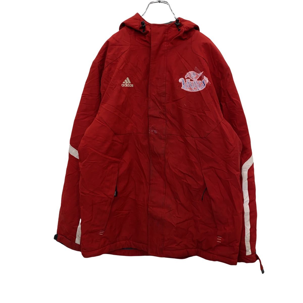 【中古】【古着】 adidas ジップアップジャケット XS レッド アディダス フットボール ロゴ フーディ スポーツ 古着卸 アメリカ仕入 t2201-31...