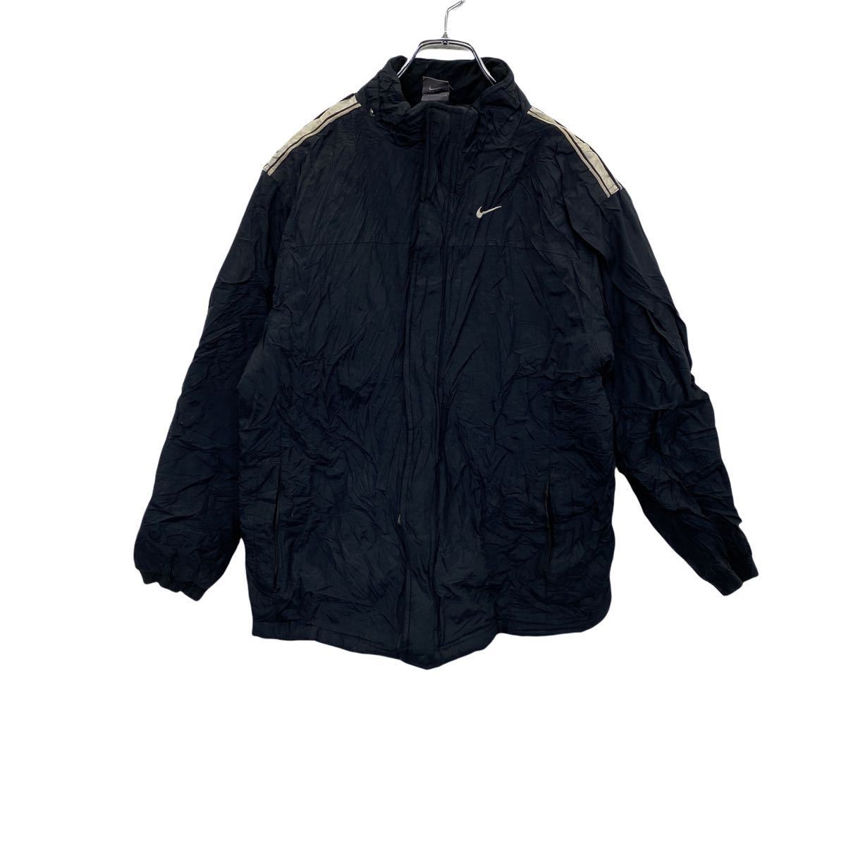 【中古】【古着】 NIKE 中綿ジャケット キッズ L ブラック ナイキ スポーツ ダウンジャケット ジップアップ バックプリント 古着卸 アメリカ仕入 t22...
