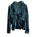 【中古】【古着】 ELIE TAHARI ベロアジャケット Lサイズ レディース スナップボタン ダークグリーン 古着卸 アメリカ仕入 t2201-3911