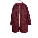 【中古】【古着】 ジップアップジャンパー レディース XS〜 ワインレッド ロング丈 フーディー 無地 シンプル 光沢感 古着卸 アメリカ仕入 t2201-39...