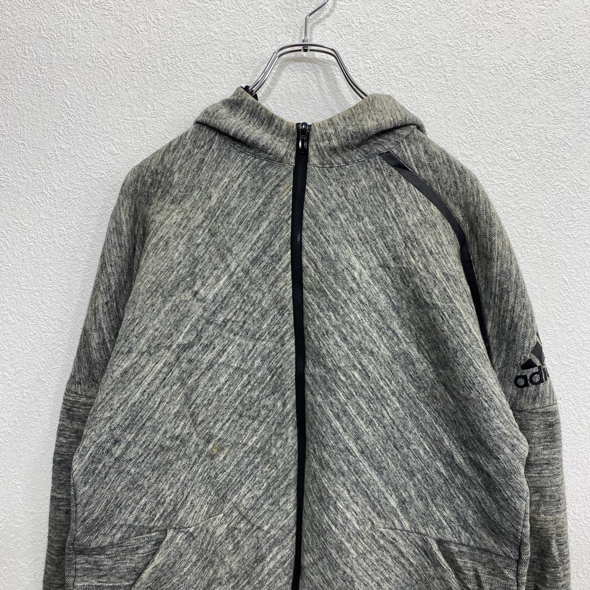 【中古】【古着】 adidas スウェットパーカー キッズ XL グレー アディダス スポーツ ジップアップ フーディー ロゴ 古着卸 アメリカ仕入 t2201-4004