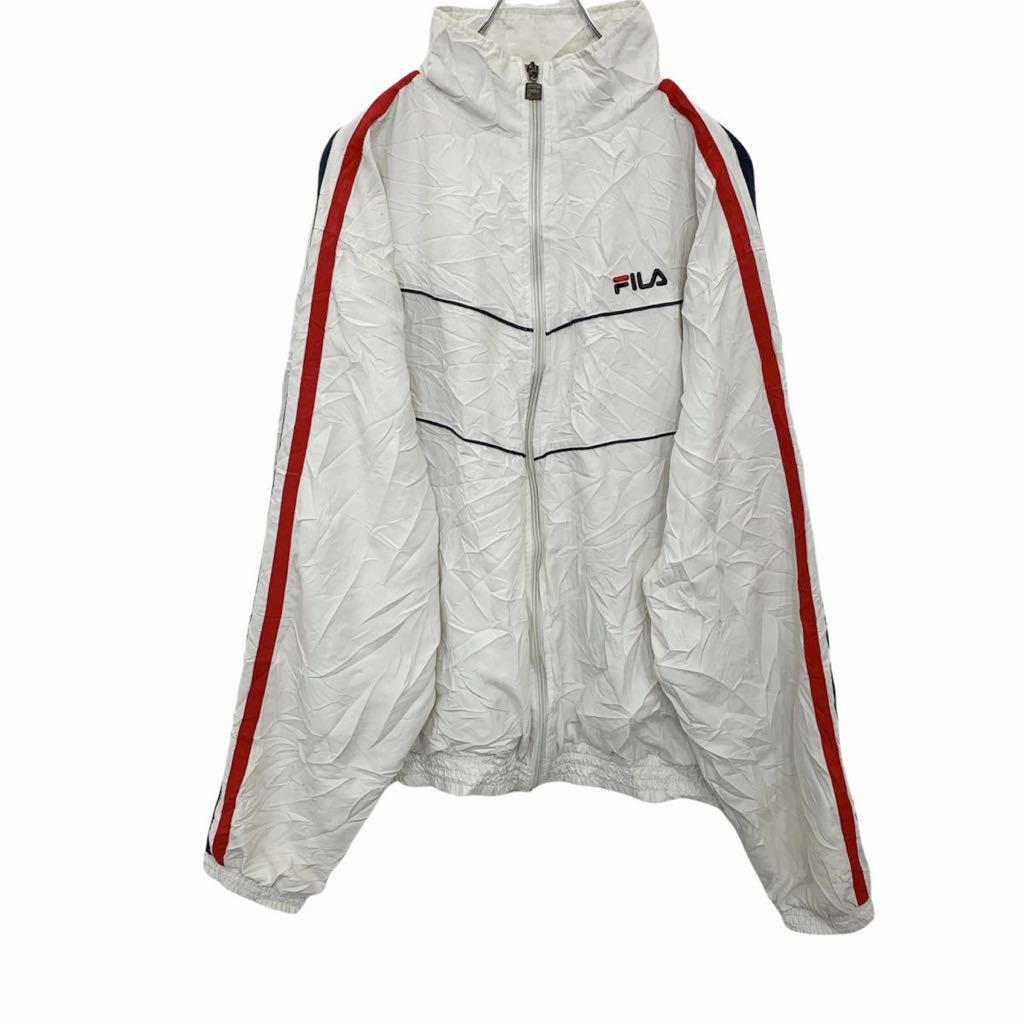【中古】【古着】 FILA ジップアップジャケット Lサイズ フィラ ホワイト 古着卸 アメリカ仕入 t2201-4254
