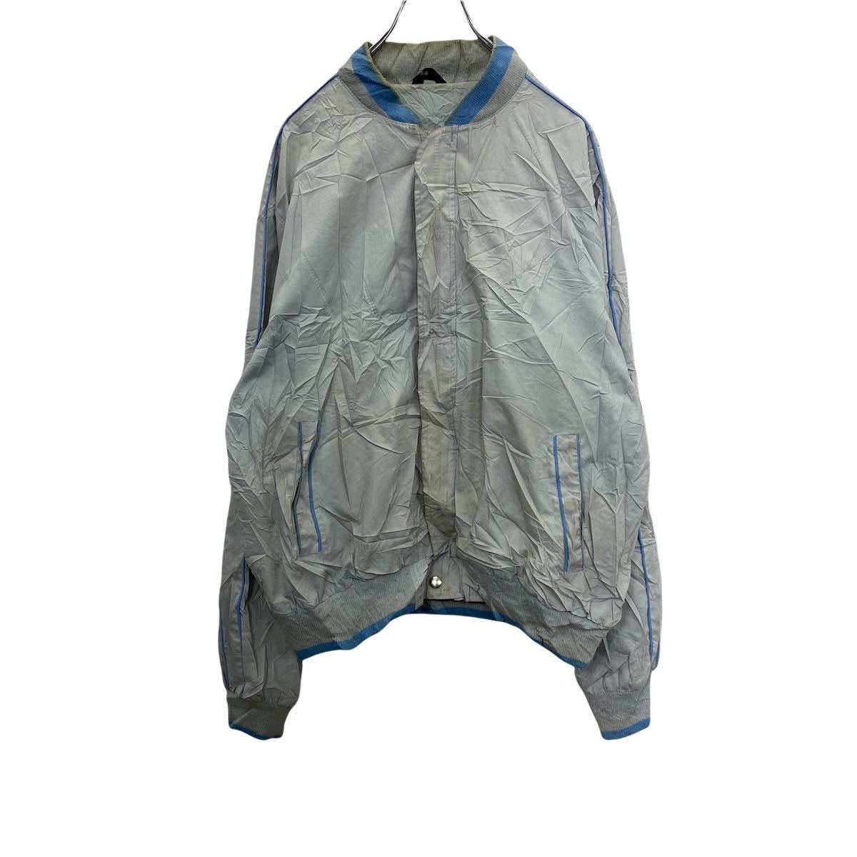 【中古】【古着】 ナイロンジャケット L〜 グレー ジップアップジャケットブルゾン 無地 シンプル 古着卸 アメリカ仕入 t2201-4283